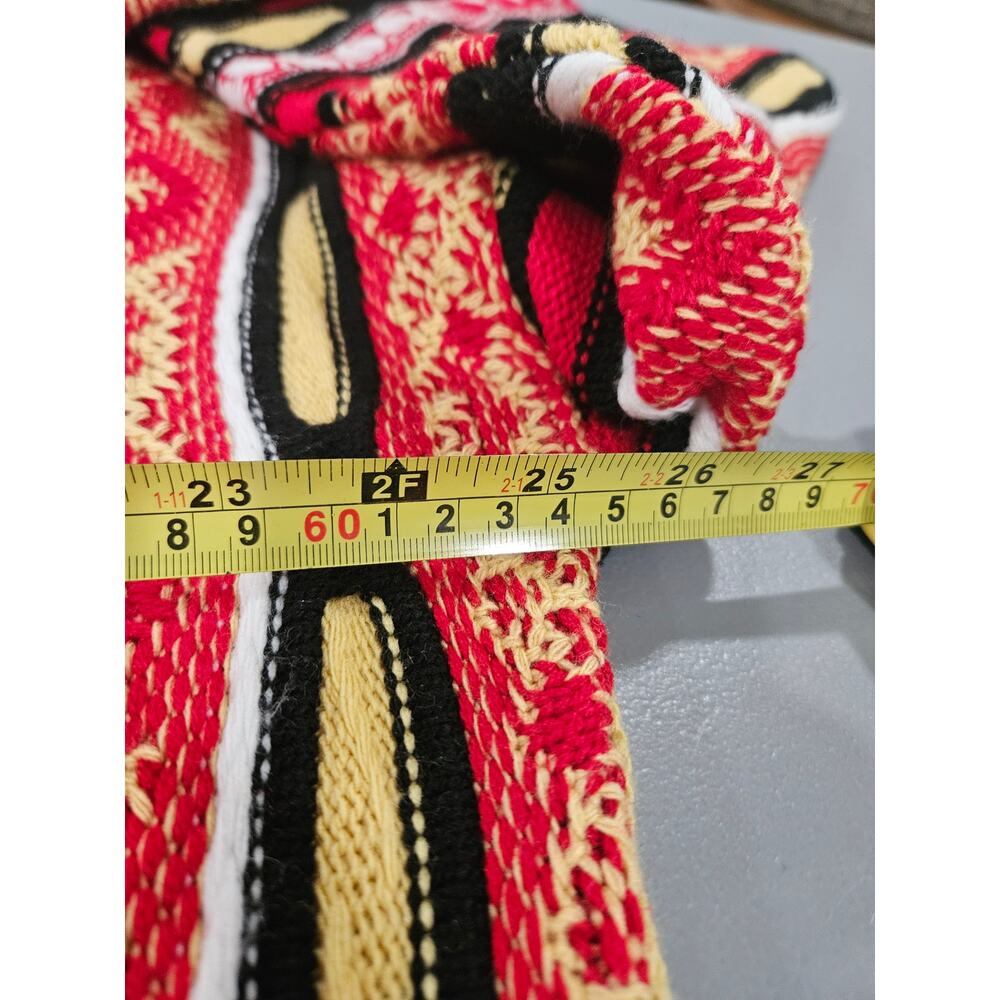 Bergati Coogi Style Sweater XL Chunky 3D Knit Red Yellow Black Gold - Picture 4 of 5